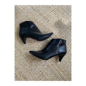 faux leather snakeskin ankle bootie